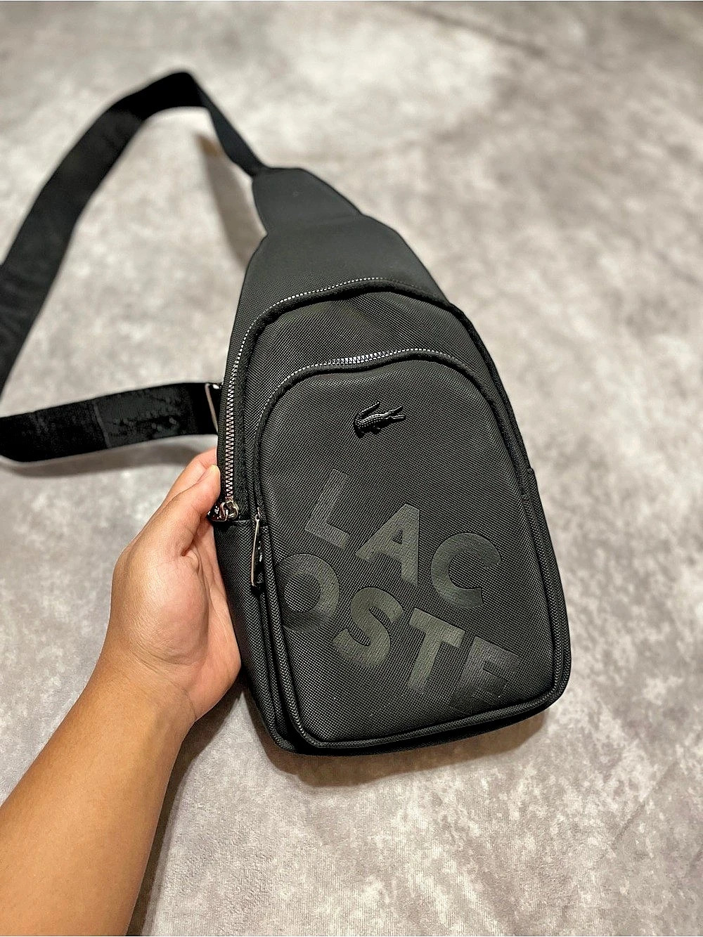Lacoste Black Crossbody Sling Bag